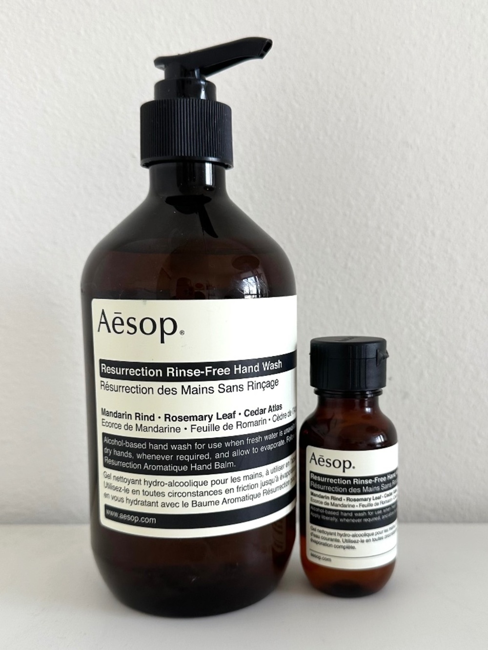 NEW Aesop Resurrection Rinse-Free Hand Wash (sanitizer) 16.9 oz & 1.6 oz Travel